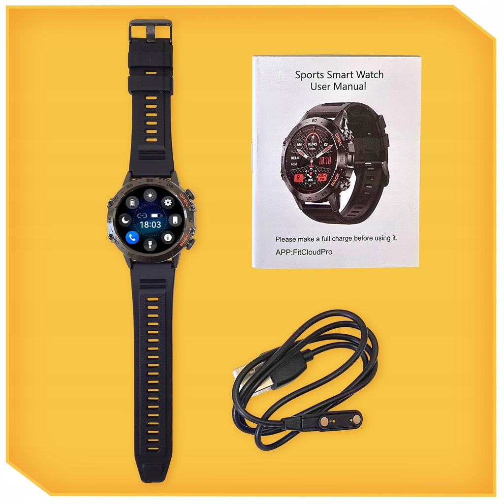 ZEGAREK SMARTWATCH SPORTOWY ROZMOWY MĘSKI DAMSKI POLSKIE MENU CZARNY SPORT Kod producenta K52-BL